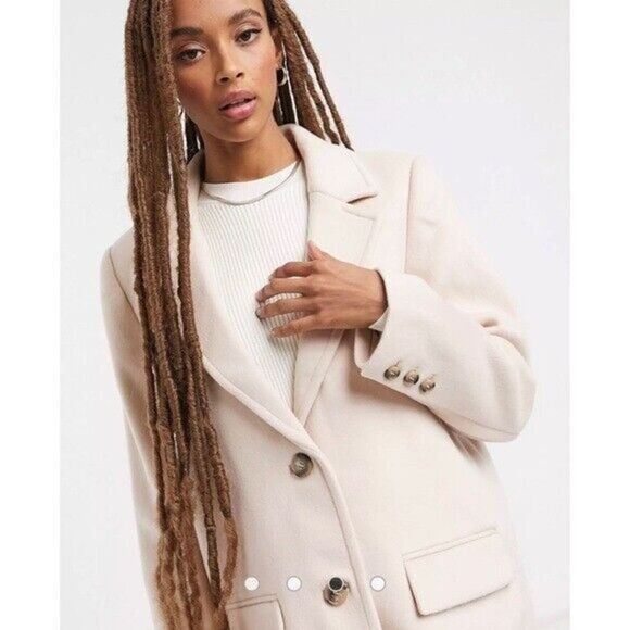 & Other Stories Beige Single Breasted Straight Wool Blend Coat EUR 38 - Picture 2 of 10